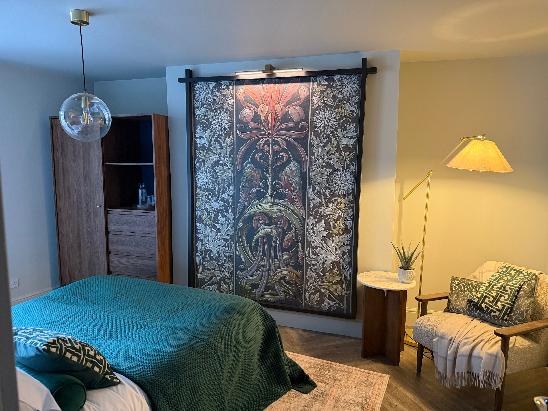 Luxury suite interior with natural light and plants